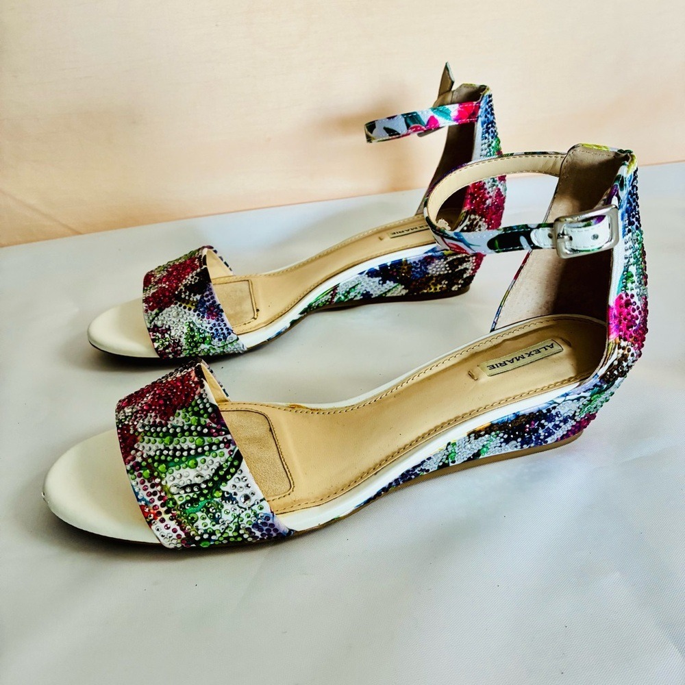 Alex Marie Mairithree Wedge Cloud Ankle Strap Sandals Embellished US 8M Colorful - Picture 4 of 8